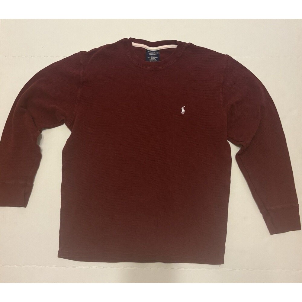 Polo Ralph Lauren Burgundy Waffle-Knit Cotton Crewneck Pullover Sweater L